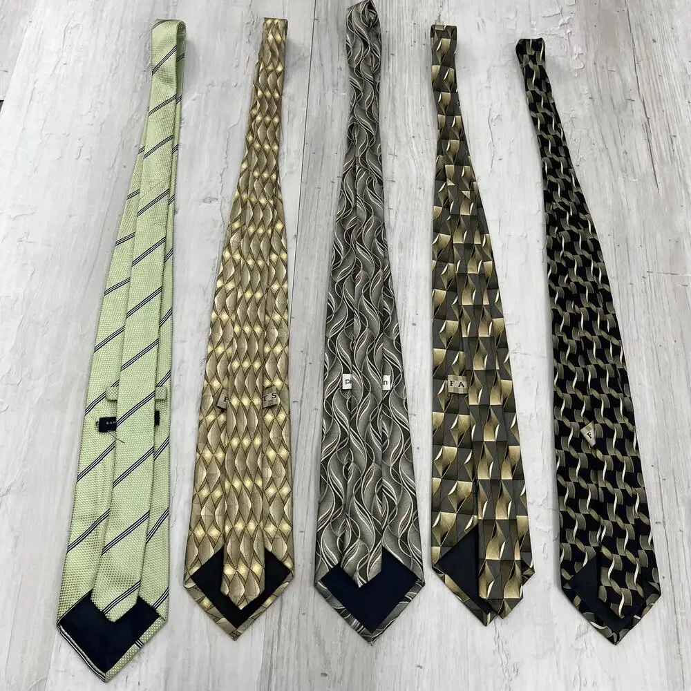 5pc Silk Tie Bundle Banana Republic Italy Facets Pierre Cardin Old Money Luxury